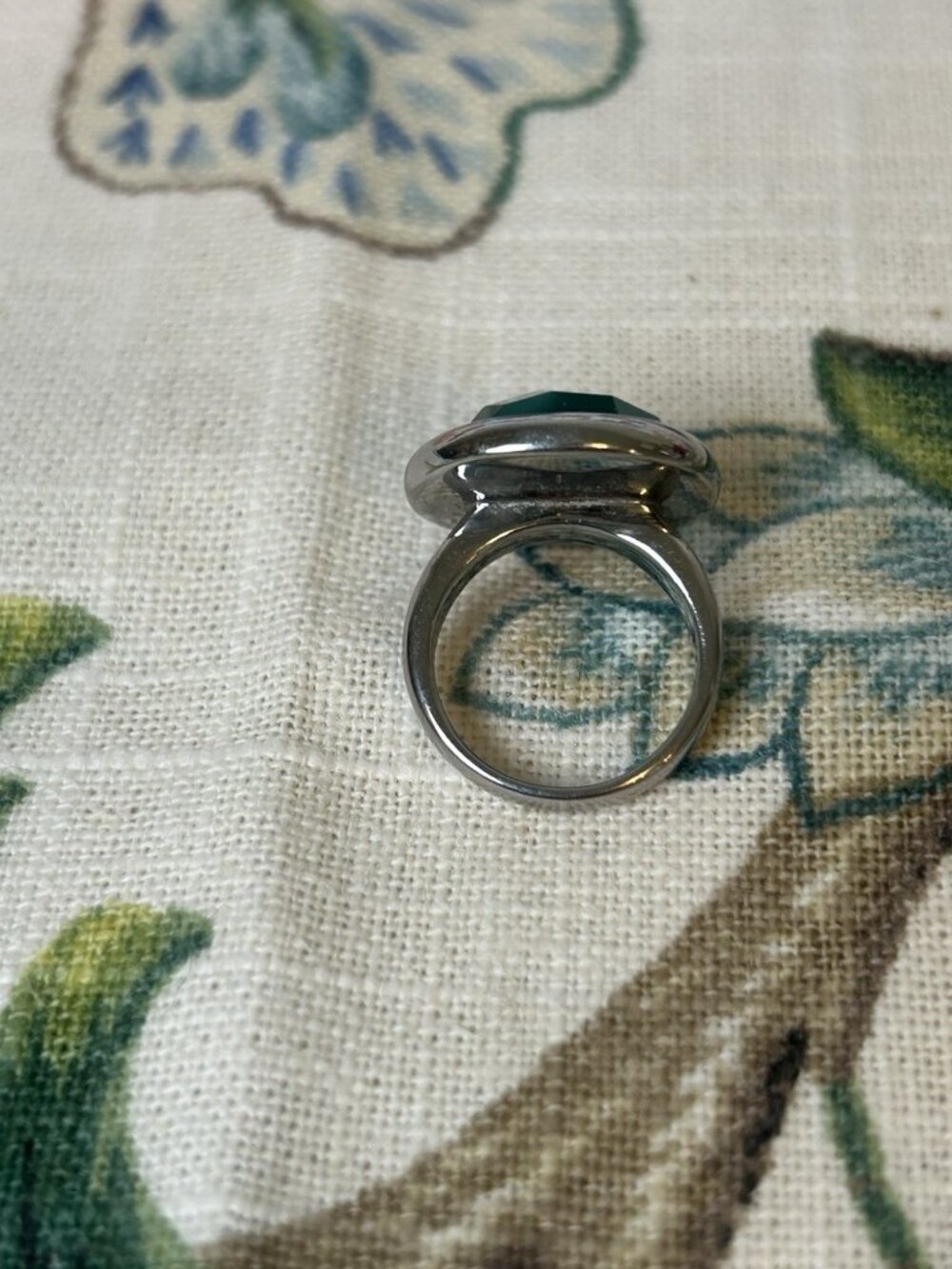 Sterling Silver Green Ring Gemstone Size 6 MCM Retro Statement Jewelry Round Fun - Picture 7 of 12
